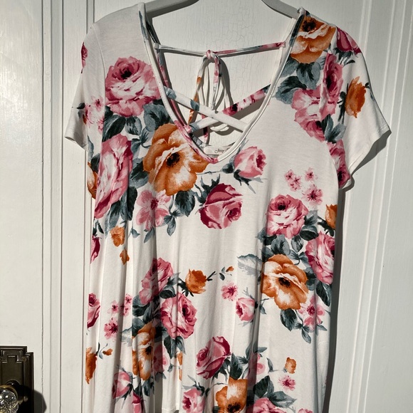 Jessy B Tops - Jessy B Floral Flowers Pink Orange White Blouse